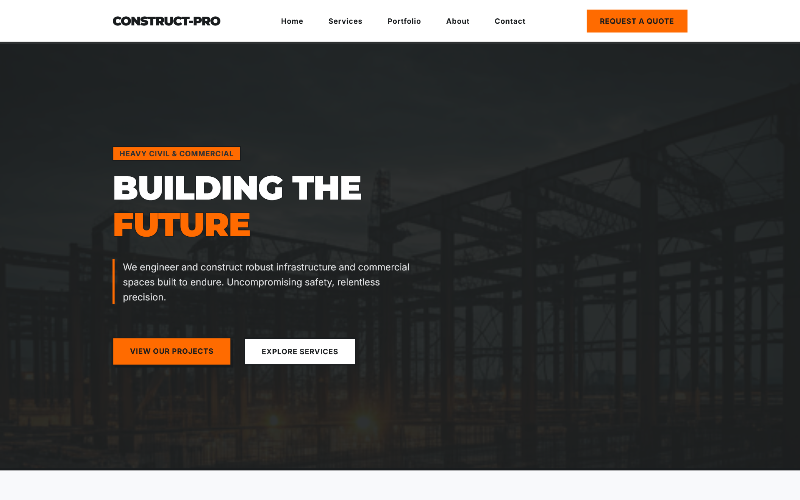 Construction website demo preview