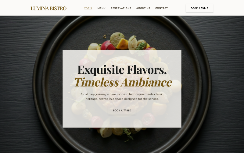 Dining website demo preview